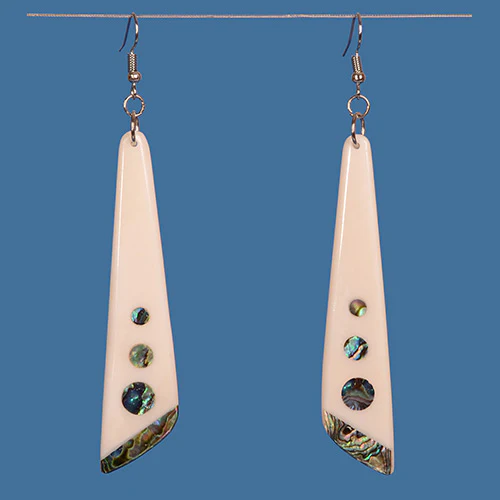 BE028 - Bone Earrings With Paua Inlay