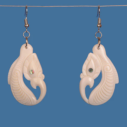 BE019 - Bone Manaia Earrings