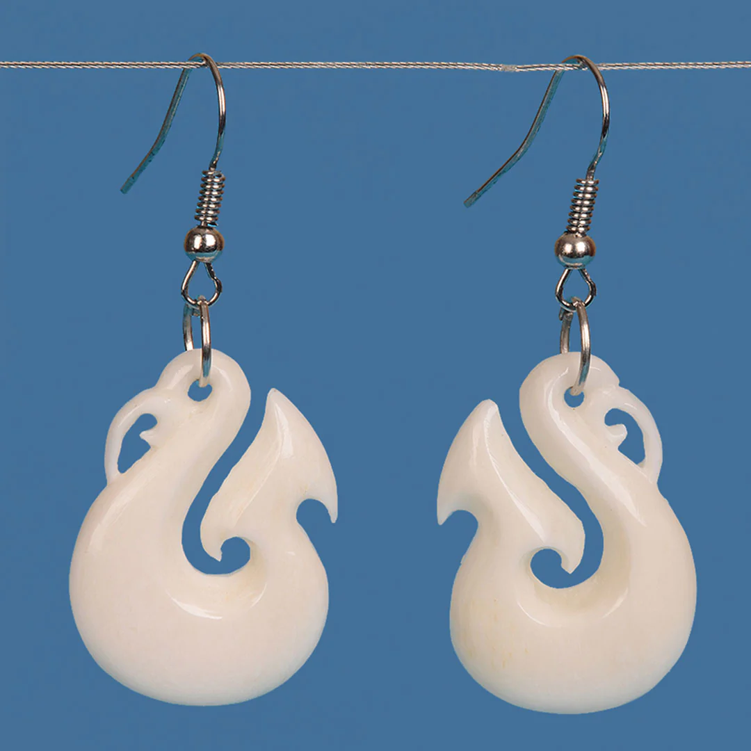 BE005 - Bone Manaia Hook Earrings