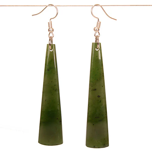 GE003- Greenstone Adze style earrings