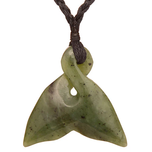 JP199- Jade Whale Tail Twist Pendant Necklace