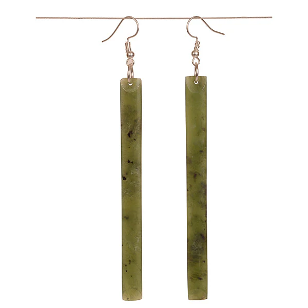 Ge007- long greenstone earrings