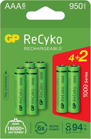 GP Batteries ReCyko+ AAA NiMh Rechargeable 4pkt + 2 free