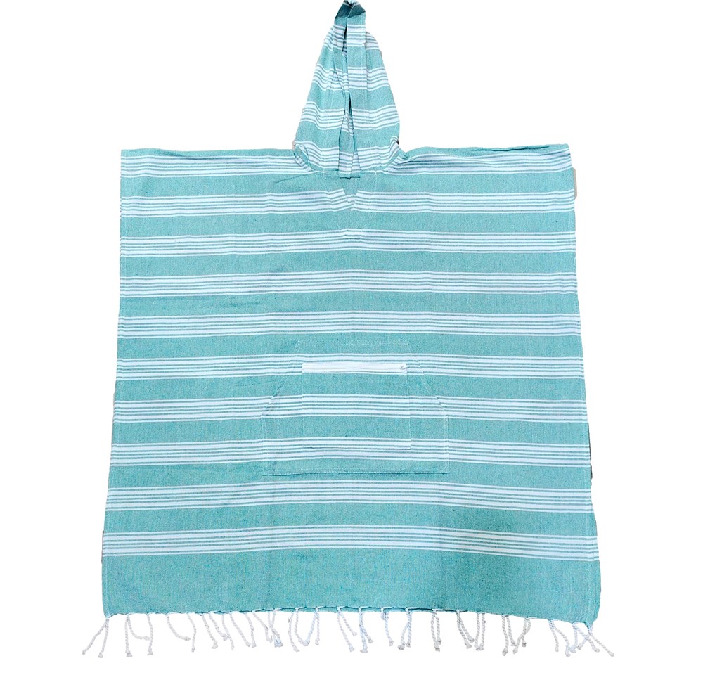 Turkish Towel Hoodie- Aqua Striped