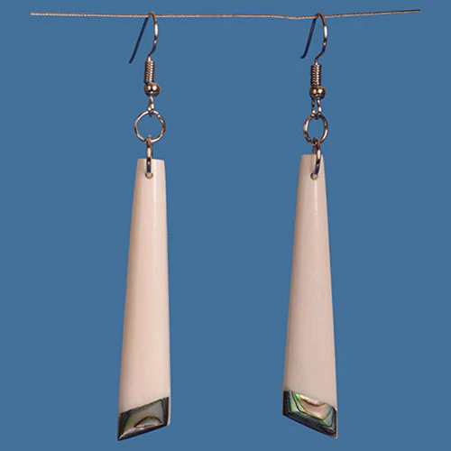 FBE030- Bone Drop Earrings with Pāua Tips