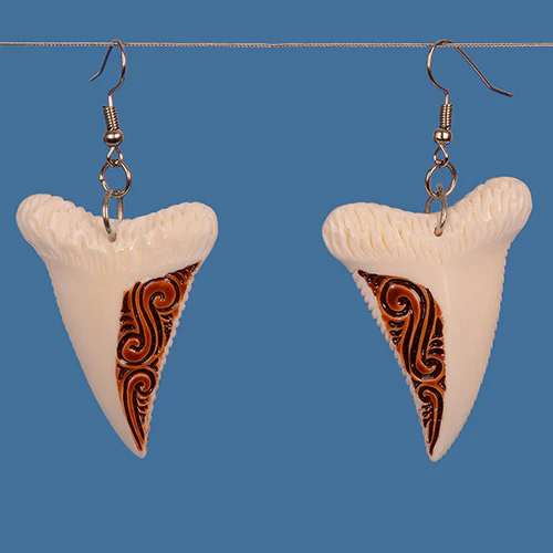 BE045- Faux shark tooth Bone Drop Earrings
