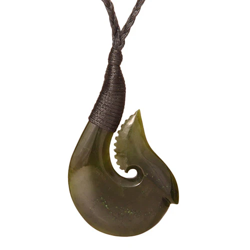 GC022- Bound Large Greenstone Hook Pendant