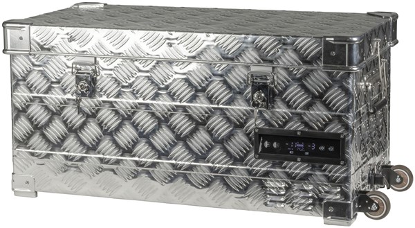 42L Brass Monkey Portable Dual Zone Aluminium Check Plate Fridge/Freezer