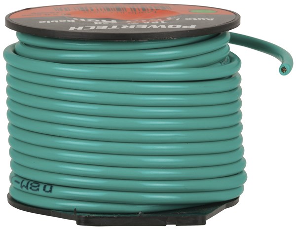 CABLE PWR RND H/D 15A TINNED 10M RL GRN