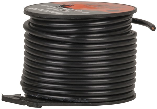CABLE PWR RND H/D 15A TINNED 10M RL BLK