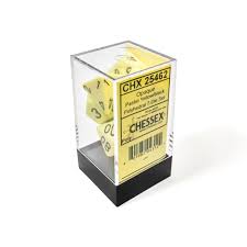 Polyhedral Dice, Pastel Yellow/Black , 7 pcs