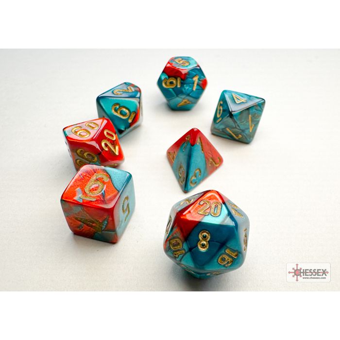 Mini Polyhedral 7 Die Set CHX20662 - Gemini Red Teal/Gold