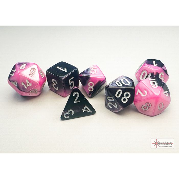 Mini Polyhedral 7 Die Set CHX20630 Gemini Black Pink/White