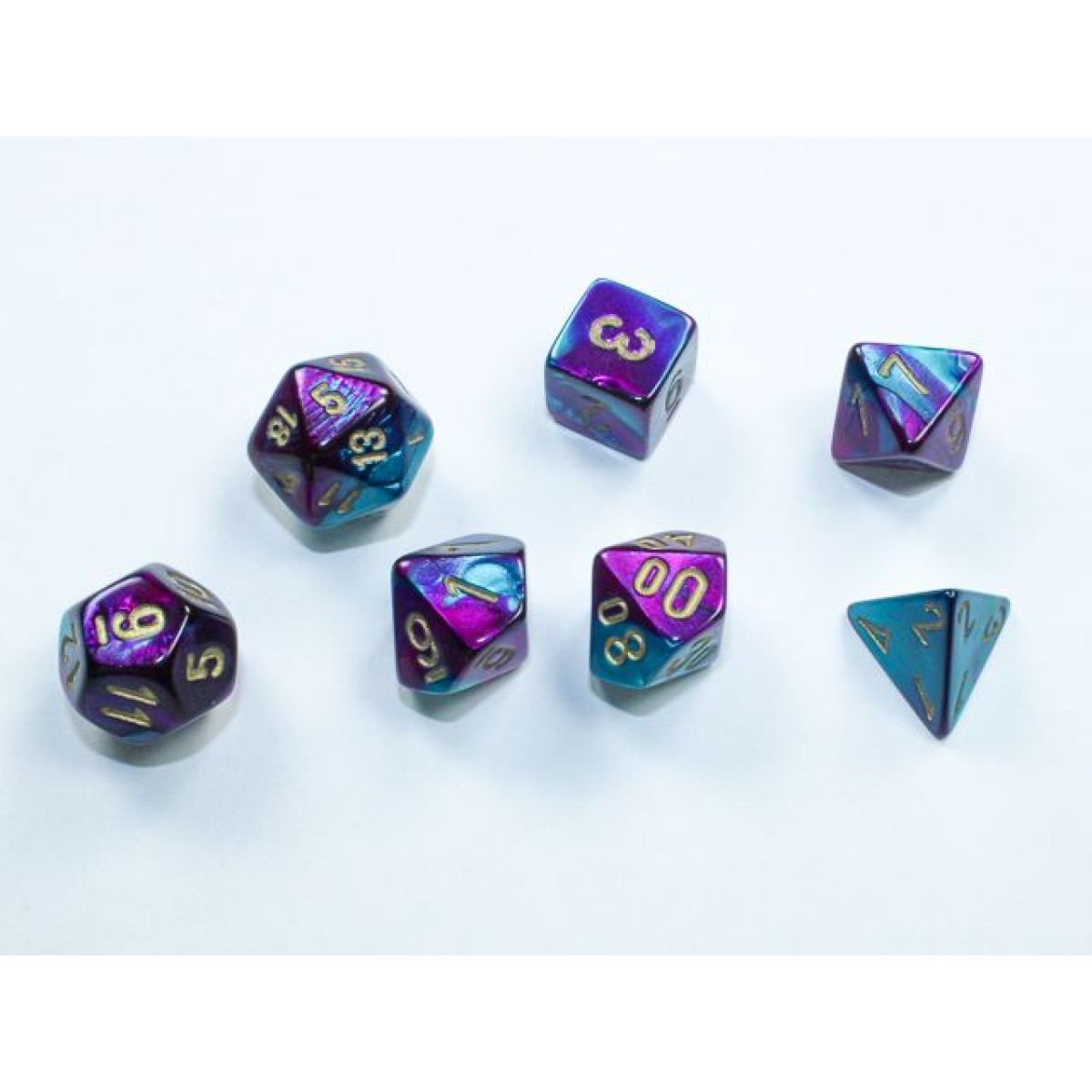 Mini Polyhedral 7 Die Set CHX20649 Gemini Purple Teal/Gold