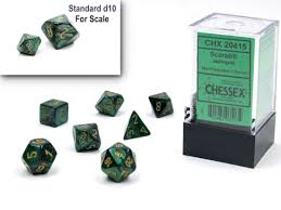 Mini Polyhedral 7 Die Set CHX20415 Scarab Jade/Gold