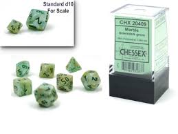 Mini Polyhedral 7 Die Set CHX20409 Marble Green /Dark Green