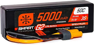 Spektrum 5000 mAh 3S 11.1V Smart G2 Lipo Battery  50C;  IC5 Hard case
