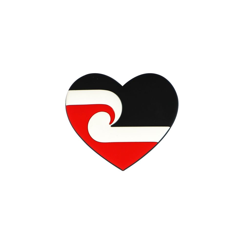 Magnet Soft PVC NZ Māori Flag Heart 72mm