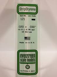 Evergreen Plastic Models #121 .5 x 7.5mm 10 strips