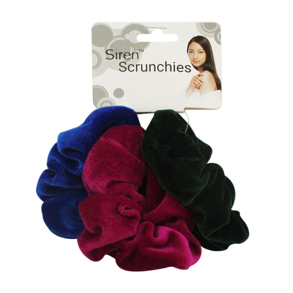 Hair Scrunchies Velvet 3clrs 3pc