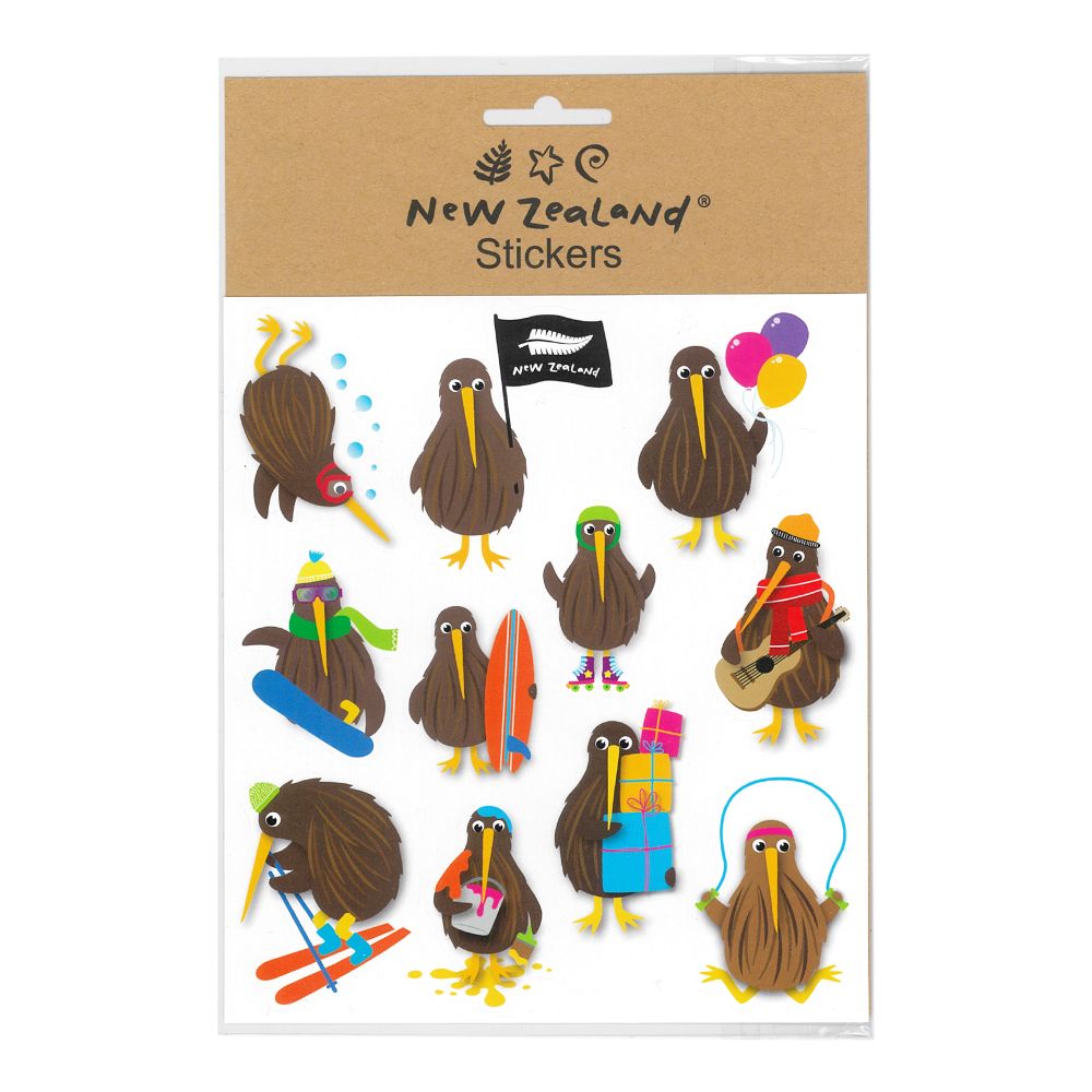 Stickers NZ Playful Kiwi 15x17cm