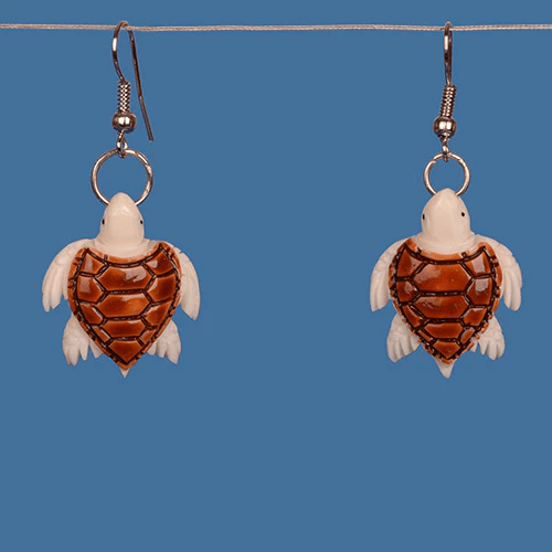 BE031 Bone Turtle Design Earrings