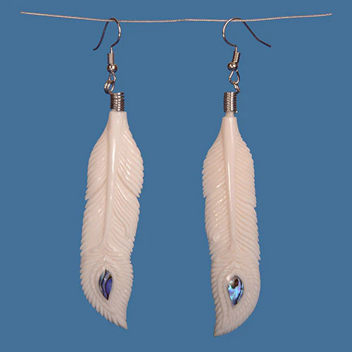 BE022- Bone feather earrings