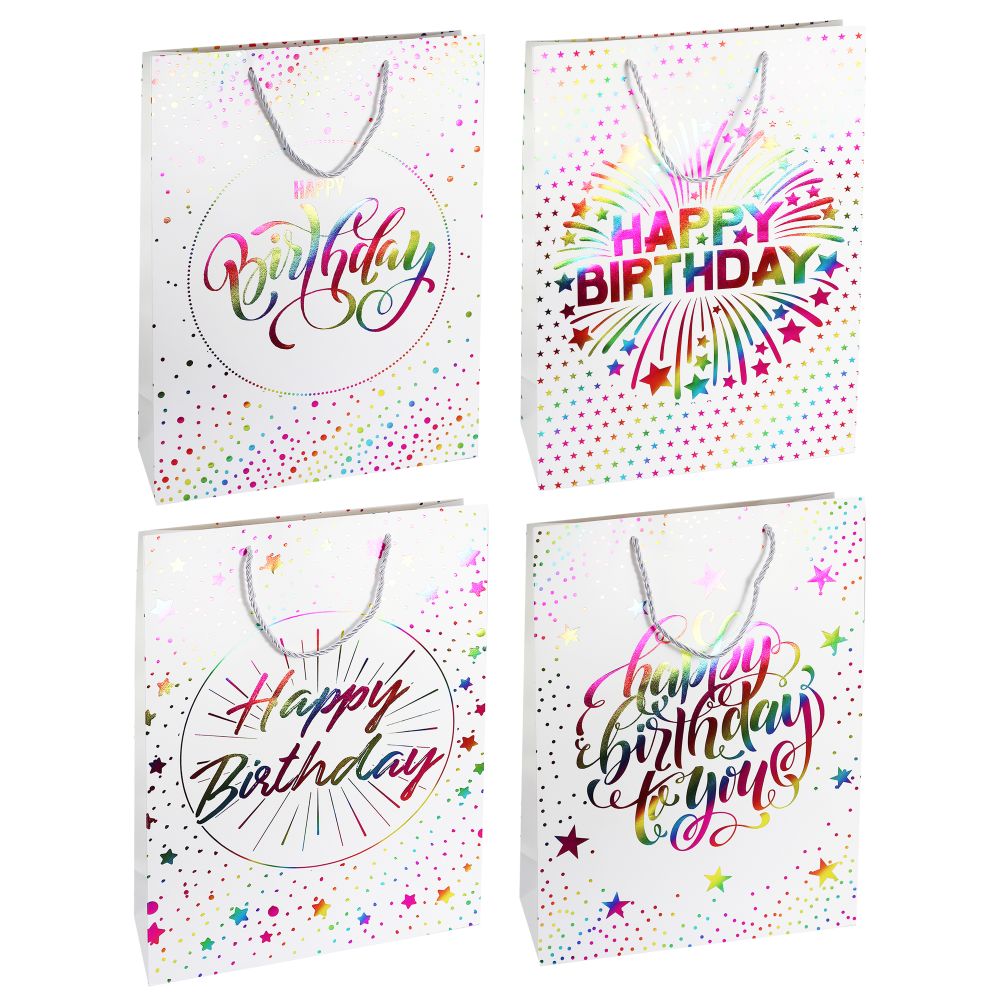 Gift Bag Happy Birthday 4asst 41.5x30cm