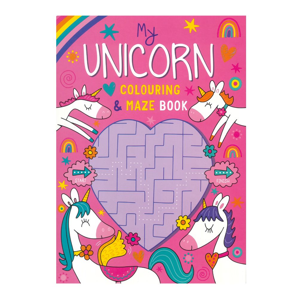 Colouring & Maze Book Unicorn 24pg 29.5x21cm