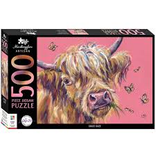 Mindbogglers Artisan Pink Cow 500 pc puzzle