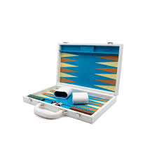 Backgammon Set  White  PU Leather LPG Classic