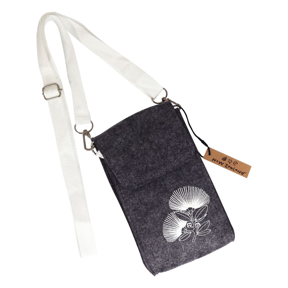 Crossbody Bag Felt NZ Pohutukawa w/White 18×10.5cm