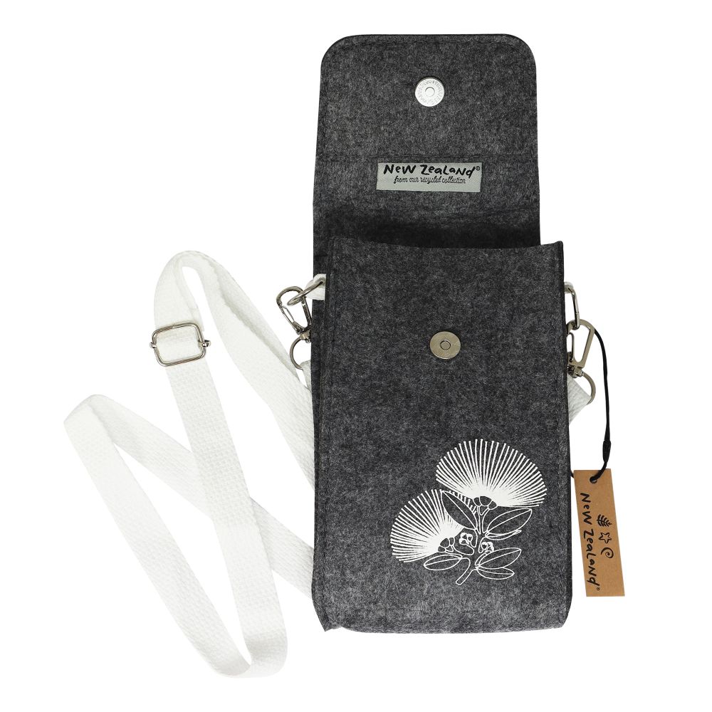 Crossbody Bag Felt NZ Pohutukawa w/White 18×10.5cm