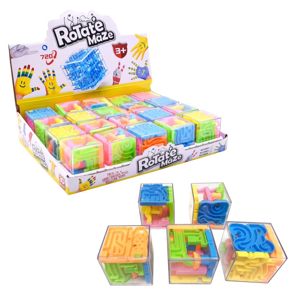 Rotating Maze Cube 4.5cm Asst Clrs