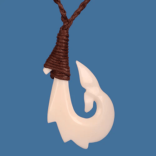 FBC058-  Bone Whale Tail Hook Pendant