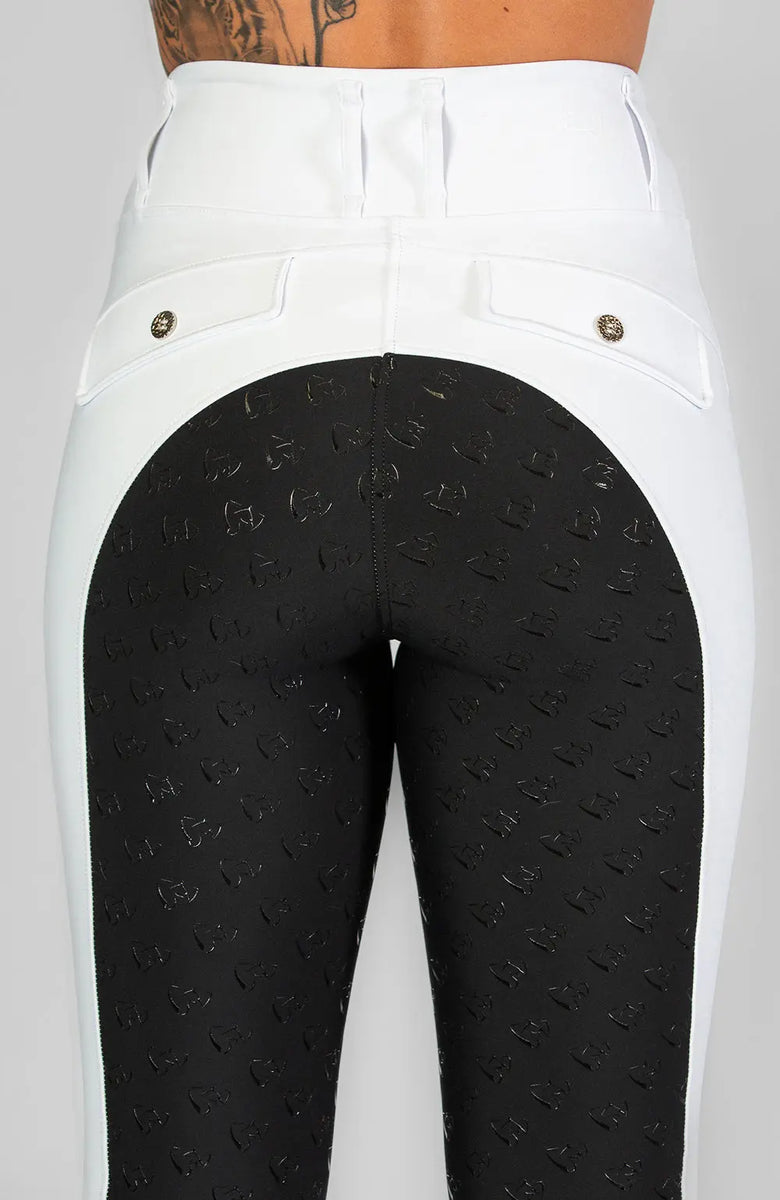 Bare Equestrian Sculpt Hybrid Riding Breeches - White/Black Seat