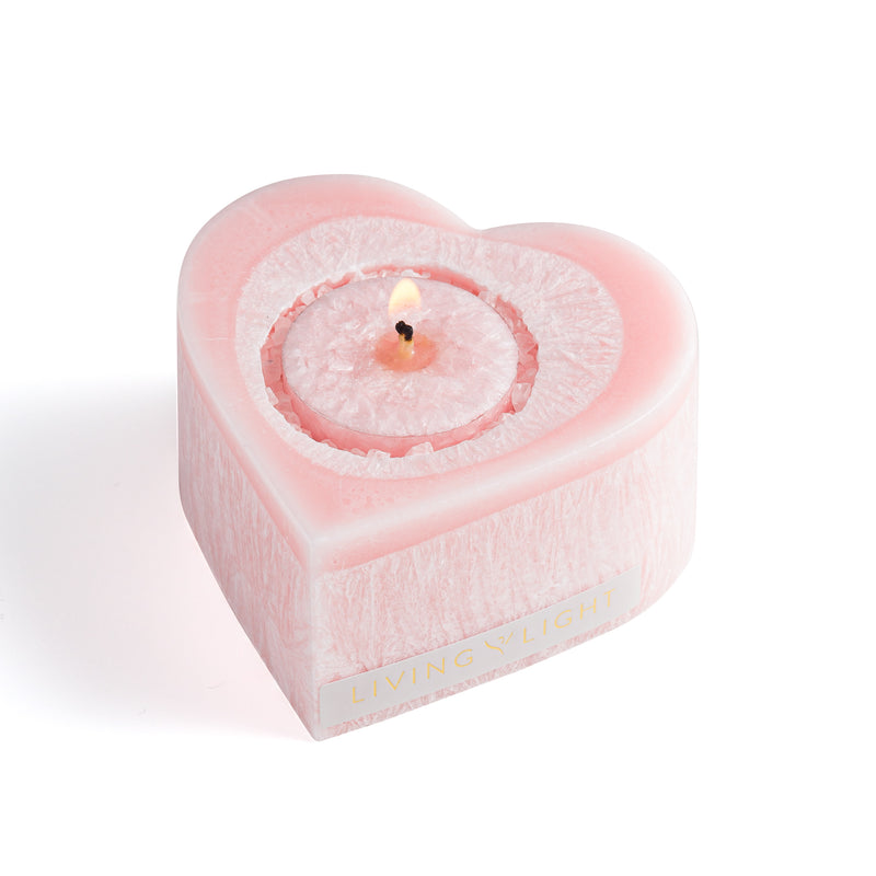 Living Light Granite Heart Peony Rose - Boxed