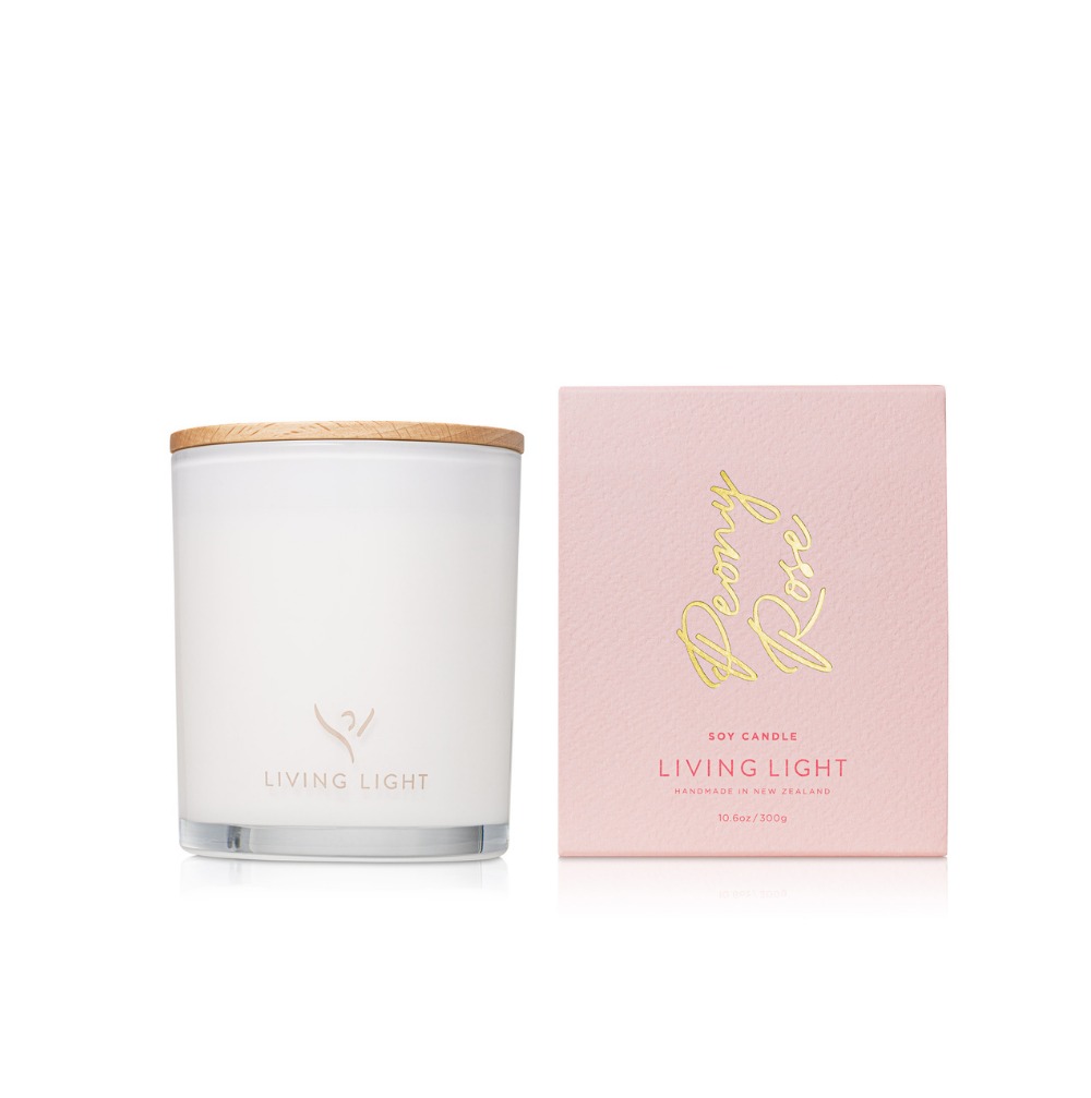 Living Light Peony Rose Soy Candle - Large