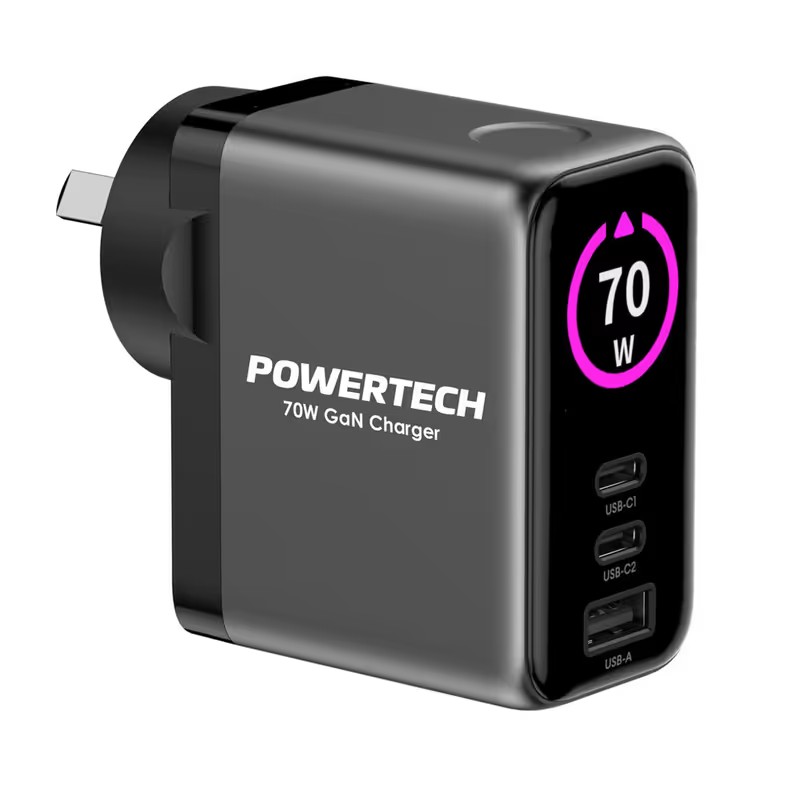 MAINS ADPT GAN 70W DUAL USB-C+A SKT