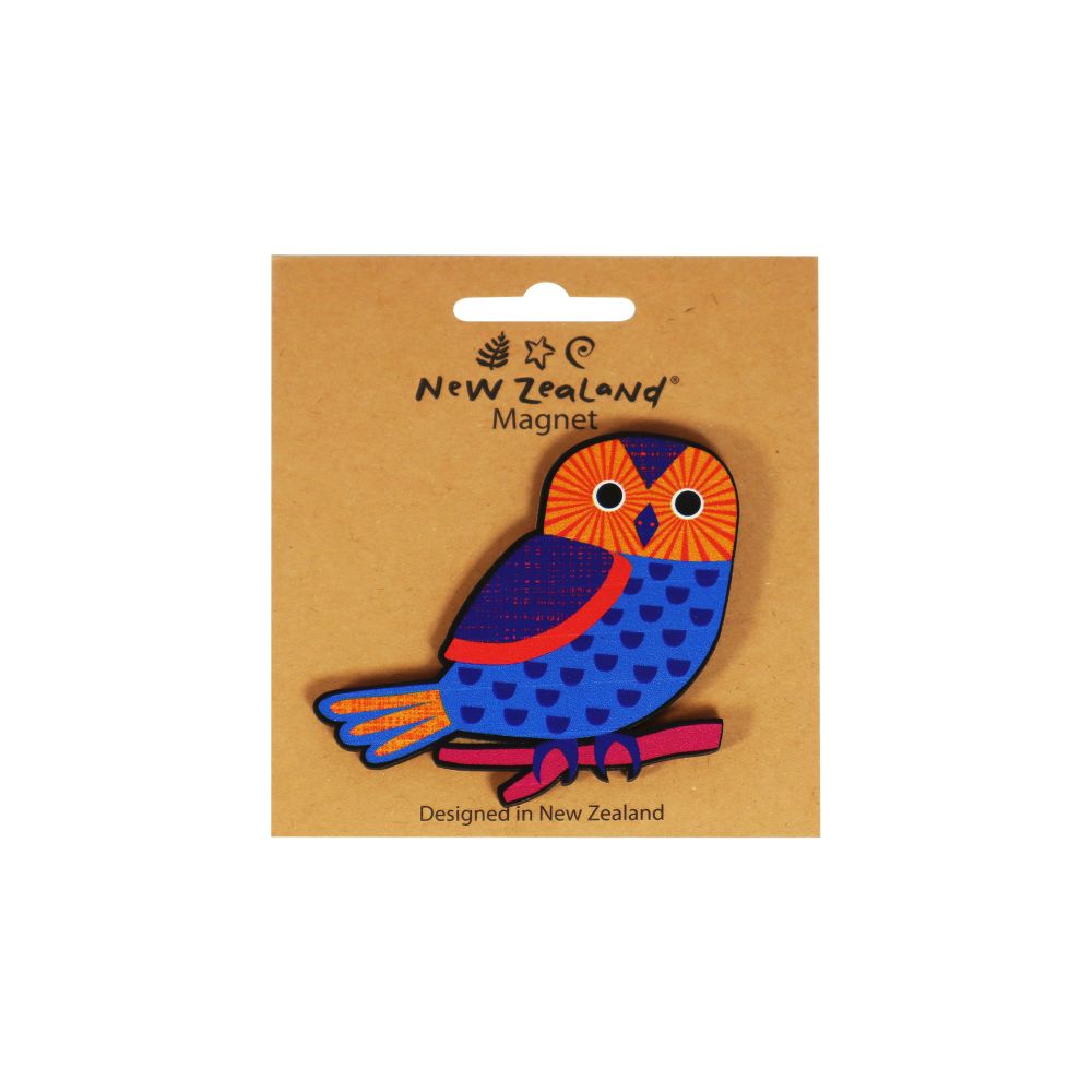 Magnet Wooden NZ Owl 73mm B/C