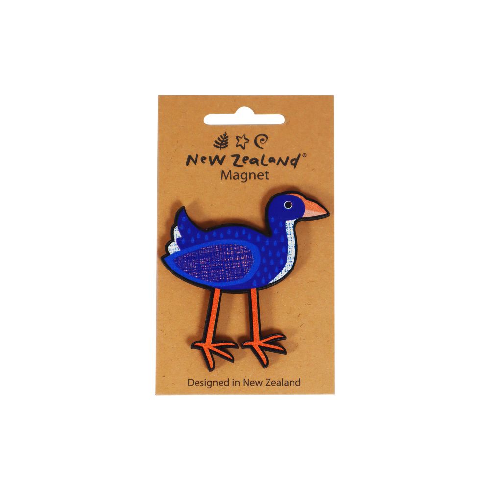 Magnet Wooden NZ Pukeko 73mm B/C