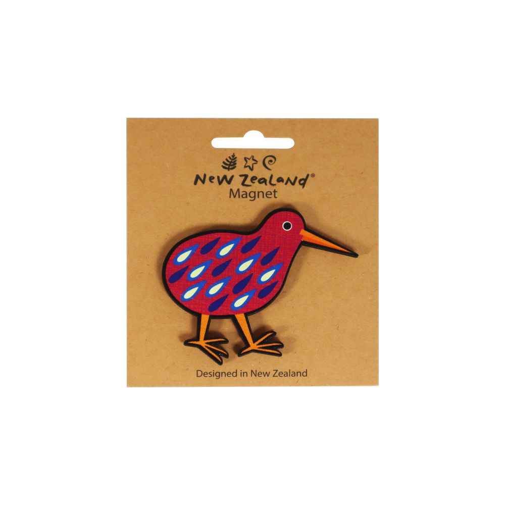 Magnet Wooden NZ Kiwi 73mm B/C