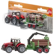 SIKU 1134 Massey Ferguson with Forestry Trailer