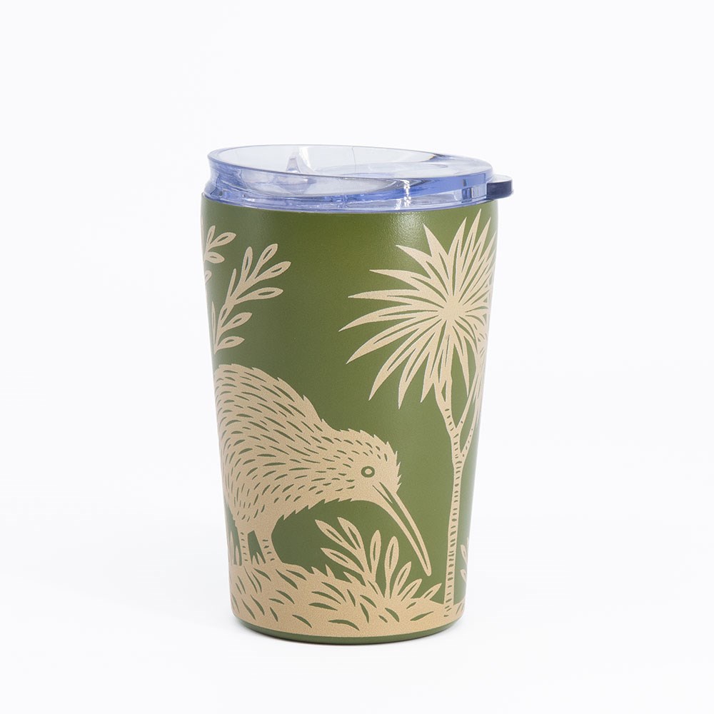 Woodcut Kiwi Coffee Cup 355ML