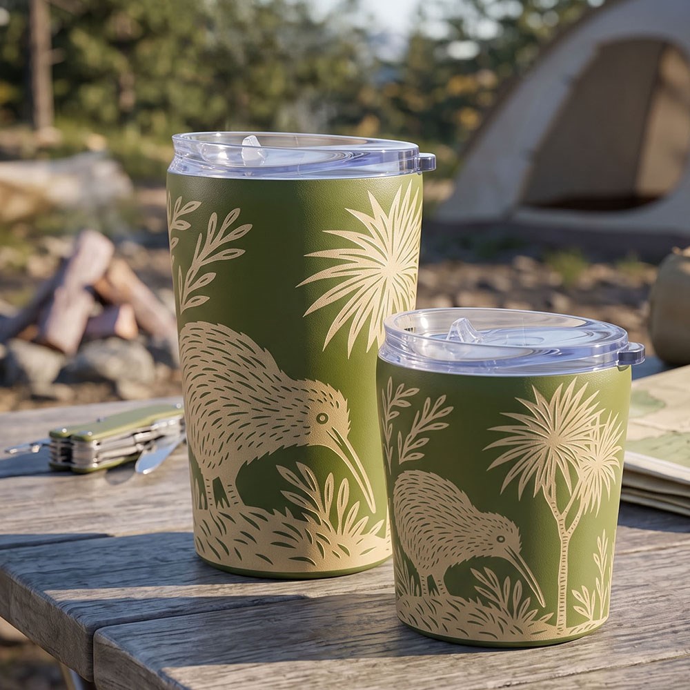 Woodcut Kiwi Coffee Cup 355ML
