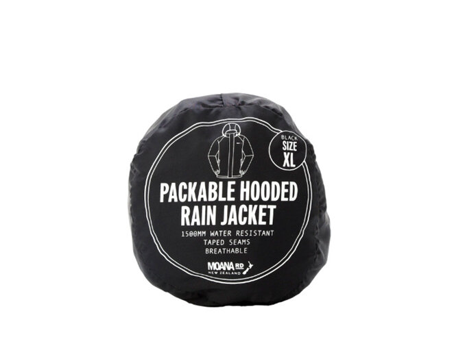 Packable Raincoat Black- M