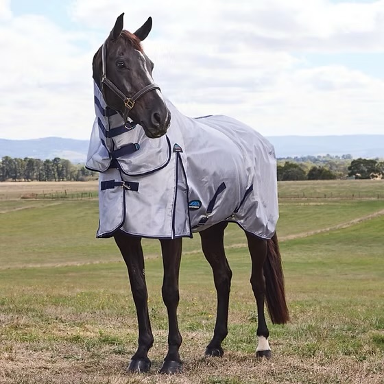 Weatherbeeta Comfitec Hexi Shield Fly Sheet Combo Silver/Navy/White 5’9