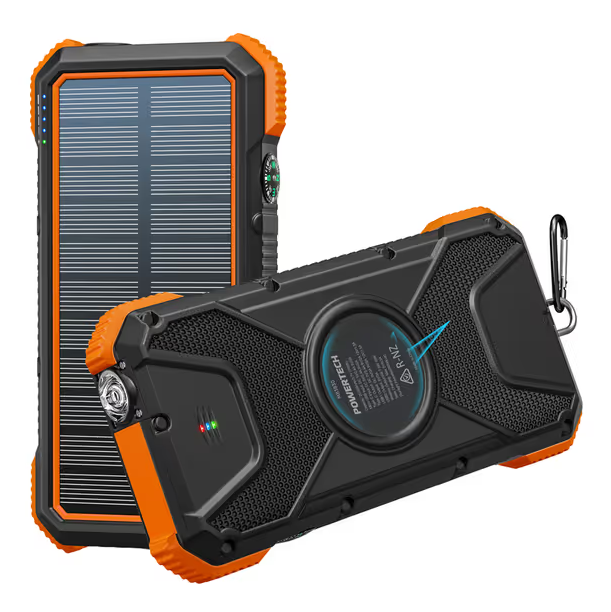 CHGR SOLAR PWR BNK 20AH USBA+C W/LESS QI
