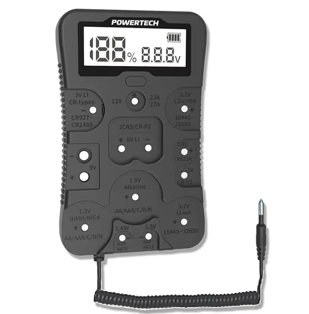 TESTER BATTERY AAA/AA/C/D/LITH W/PROBE