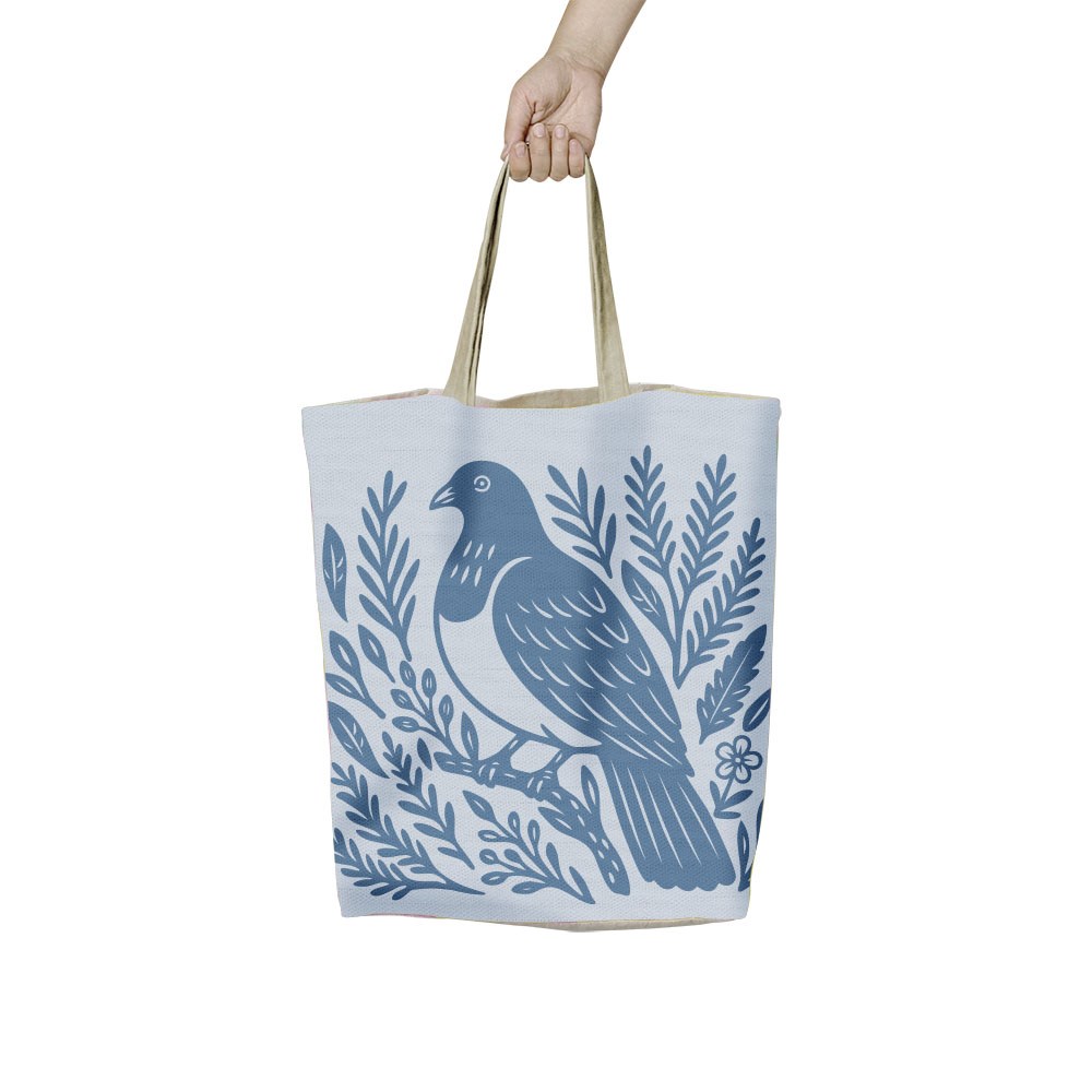 Woodcut Kereru Shopping Bag